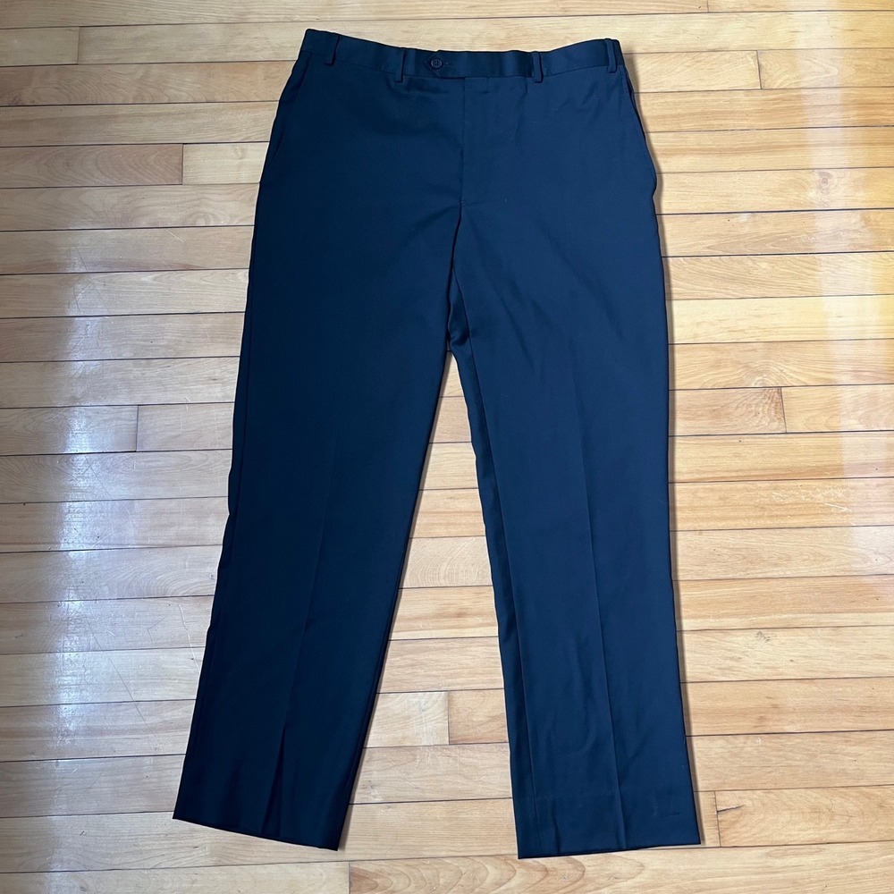 Kirkland Signature Mens Black Flat Front Dress Pants Trousers 36x32
